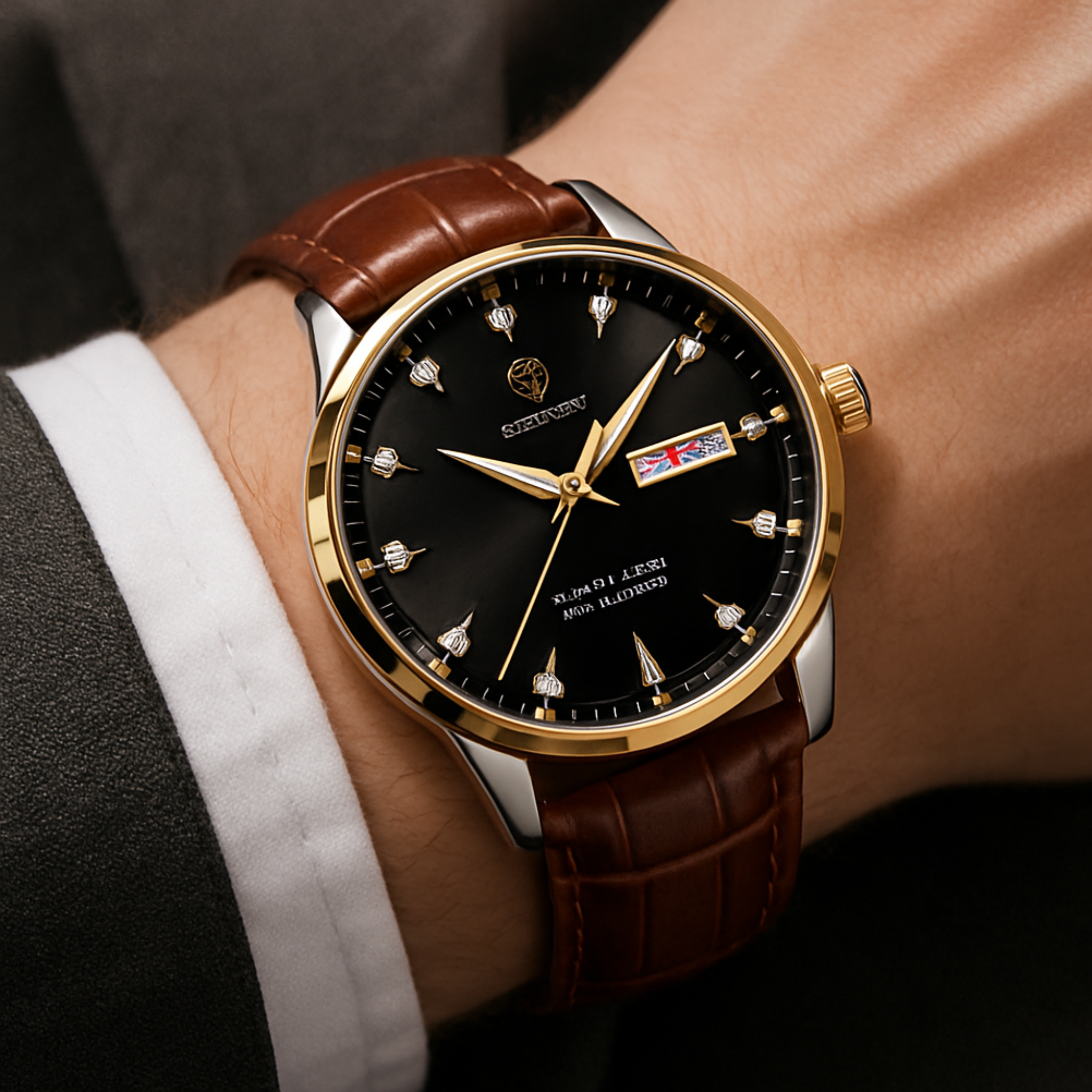 Reloj de Hombre de Cuero Marrón